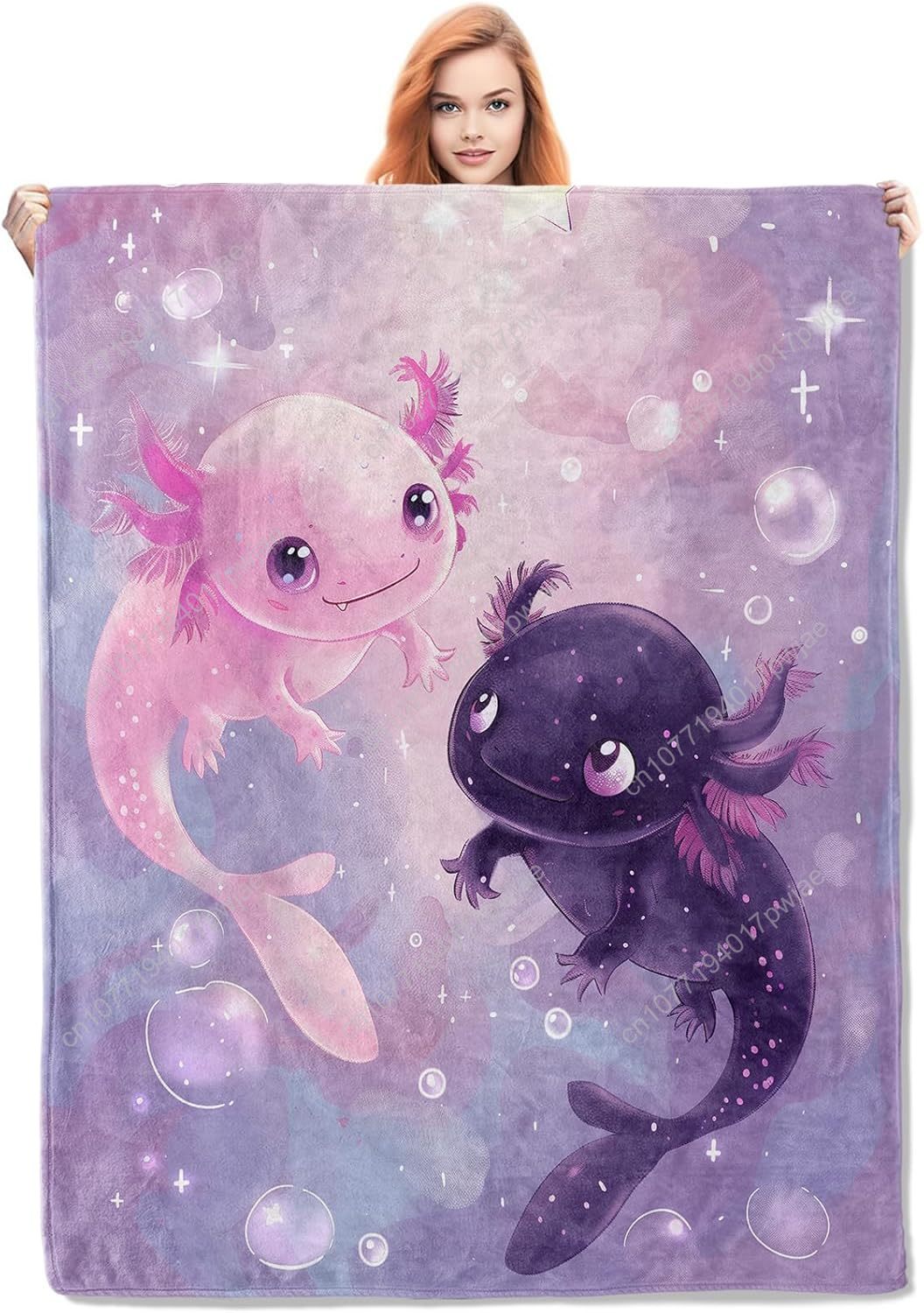Quality Home Textiles - بطانية Axolotl لطيف Axolotls الفانيلا رمي