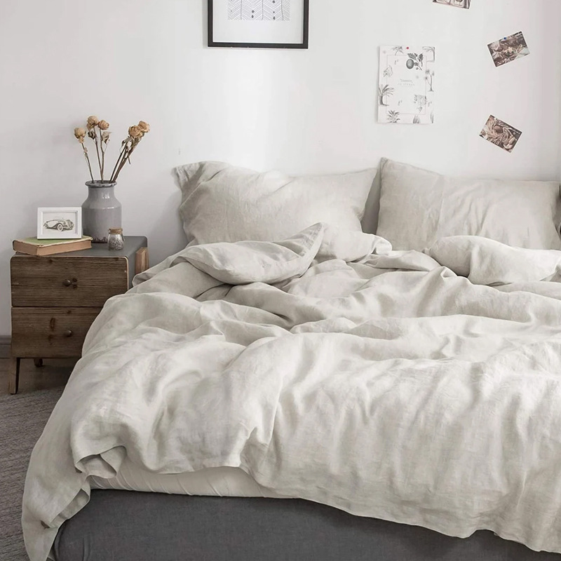 Quality Home Textiles - غطاء لحاف سرير من الكتان 100%،