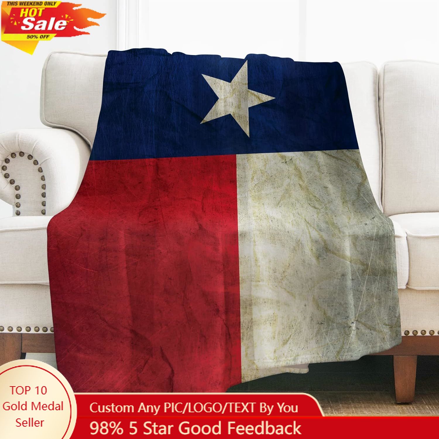 Quality Home Textiles - ليفينز تكساس العلم رمي بطانية هدايا