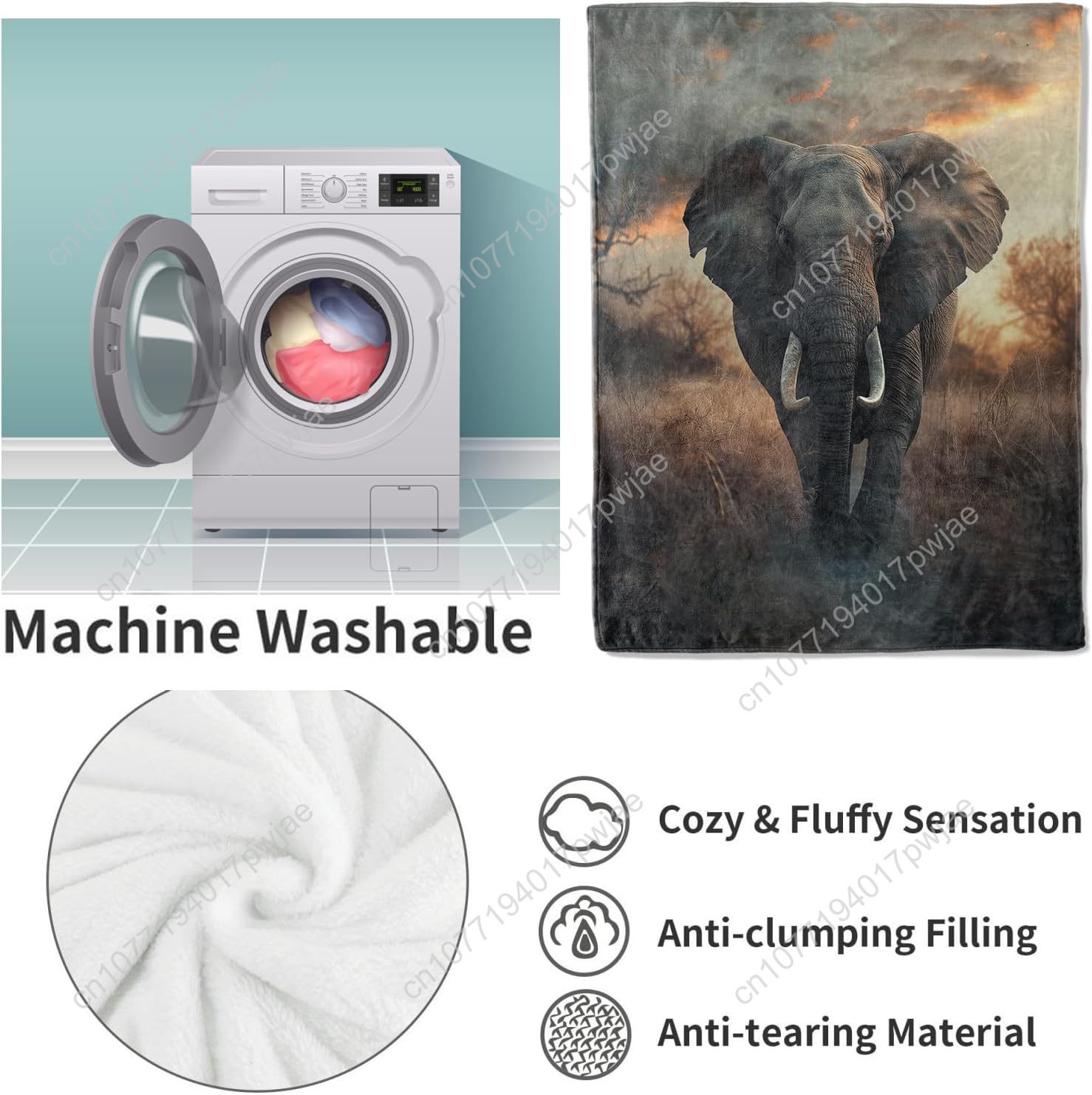 بطانية صوف الفيل، مشهد الحياة  - مراجعة Quality Home Textiles وسعره