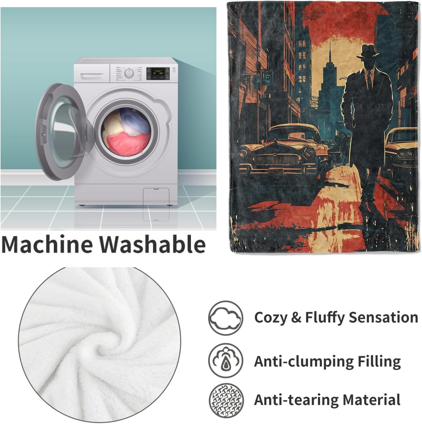 بطانية Noir Detective هدايا لل - مراجعة Quality Home Textiles وسعره